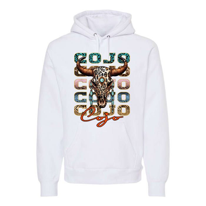 Vintage Rodeo Cojo Western Deserts Bullskull Cowhide Cojo Premium Hoodie