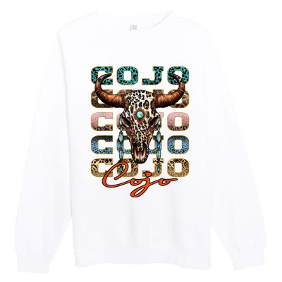 Vintage Rodeo Cojo Western Deserts Bullskull Cowhide Cojo Premium Crewneck Sweatshirt