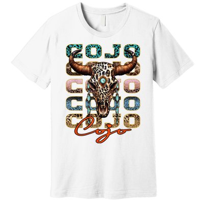 Vintage Rodeo Cojo Western Deserts Bullskull Cowhide Cojo Premium T-Shirt