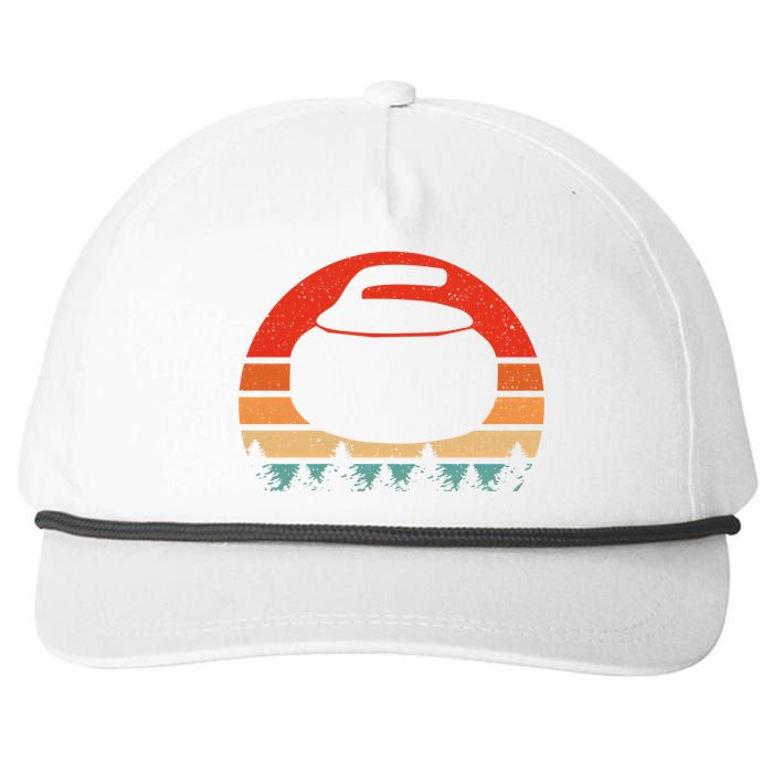 Vintage Retro Curling Stone Player Gift Design Funny Curling Giftvintage Retro C Snapback Five-Panel Rope Hat