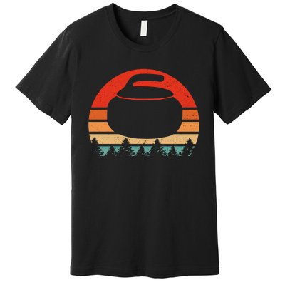 Vintage Retro Curling Stone Player Gift Design Funny Curling Giftvintage Retro C Premium T-Shirt