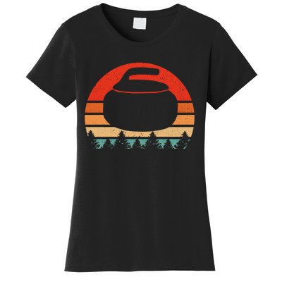 Vintage Retro Curling Stone Player Gift Design Funny Curling Giftvintage Retro C Women's T-Shirt