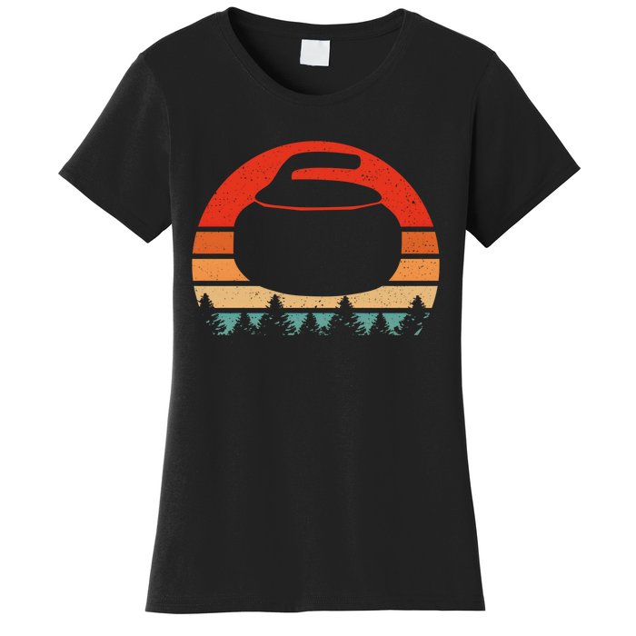 Vintage Retro Curling Stone Player Gift Design Funny Curling Giftvintage Retro C Women's T-Shirt