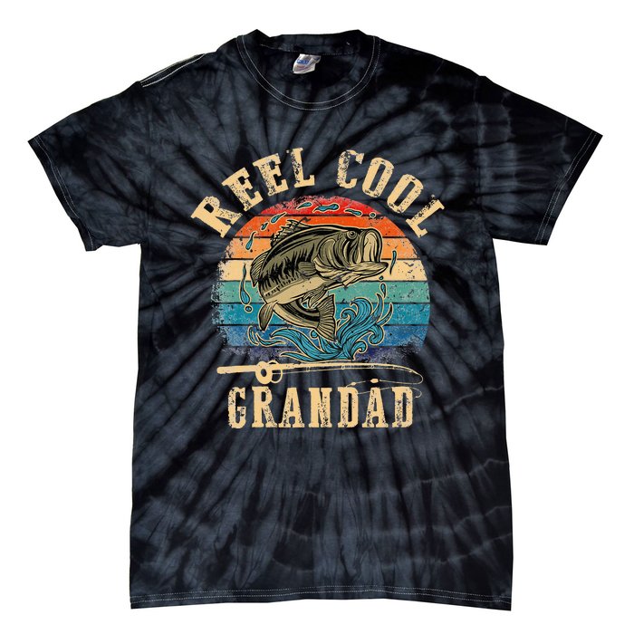 Vintage Reel Cool Grandad Fish Fishing dad Tie-Dye T-Shirt