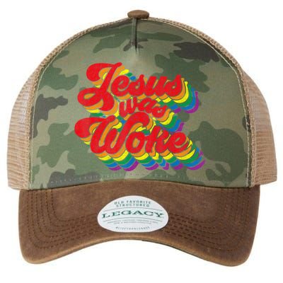 Vintage Retro Christian Ally Pride Rainbow Jesus Was Woke Legacy Tie Dye Trucker Hat