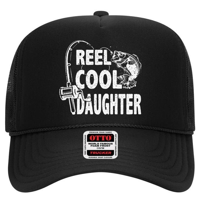 Vintage Reel Cool Daughter Birthday Fishing High Crown Mesh Back Trucker Hat