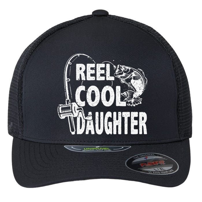 Vintage Reel Cool Daughter Birthday Fishing Flexfit Unipanel Trucker Cap