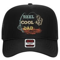 Vintage Reel Cool Dad Fisherman FatherS Day Fishing Lover High Crown Mesh Back Trucker Hat