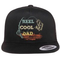 Vintage Reel Cool Dad Fisherman FatherS Day Fishing Lover Flat Bill Trucker Hat