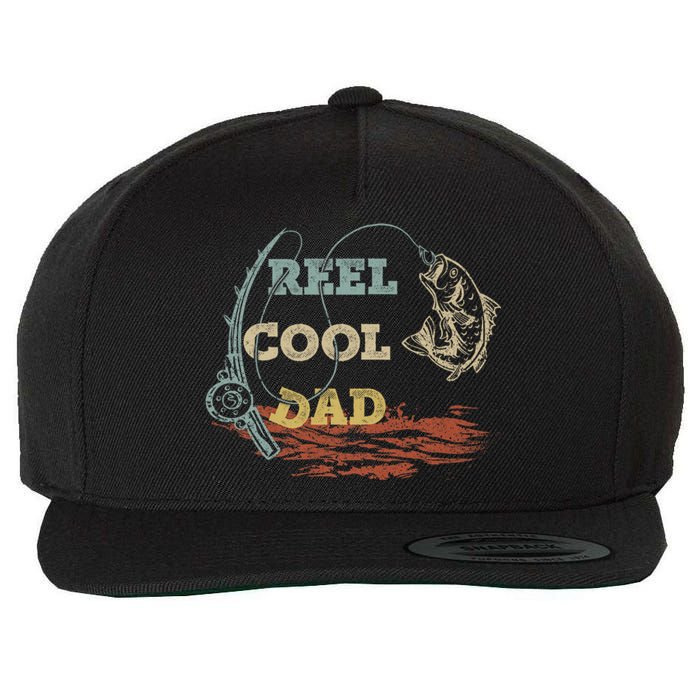 Vintage Reel Cool Dad Fisherman FatherS Day Fishing Lover Wool Snapback Cap