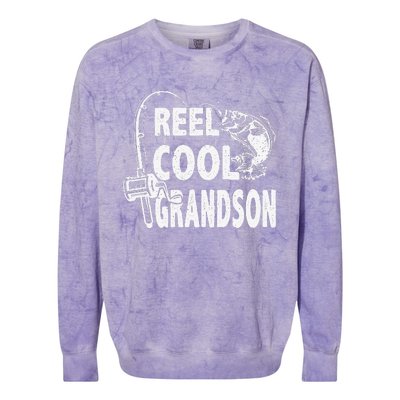 Vintage Reel Cool Grandson Birthday Fishing Colorblast Crewneck Sweatshirt