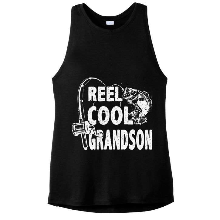 Vintage Reel Cool Grandson Birthday Fishing Ladies PosiCharge Tri-Blend Wicking Tank