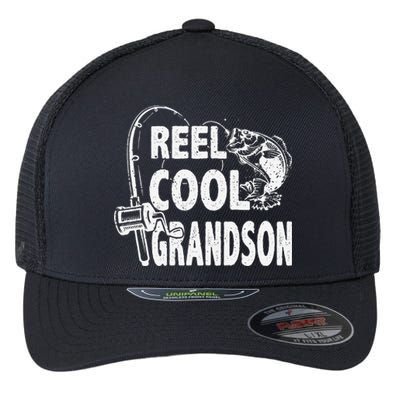 Vintage Reel Cool Grandson Birthday Fishing Flexfit Unipanel Trucker Cap