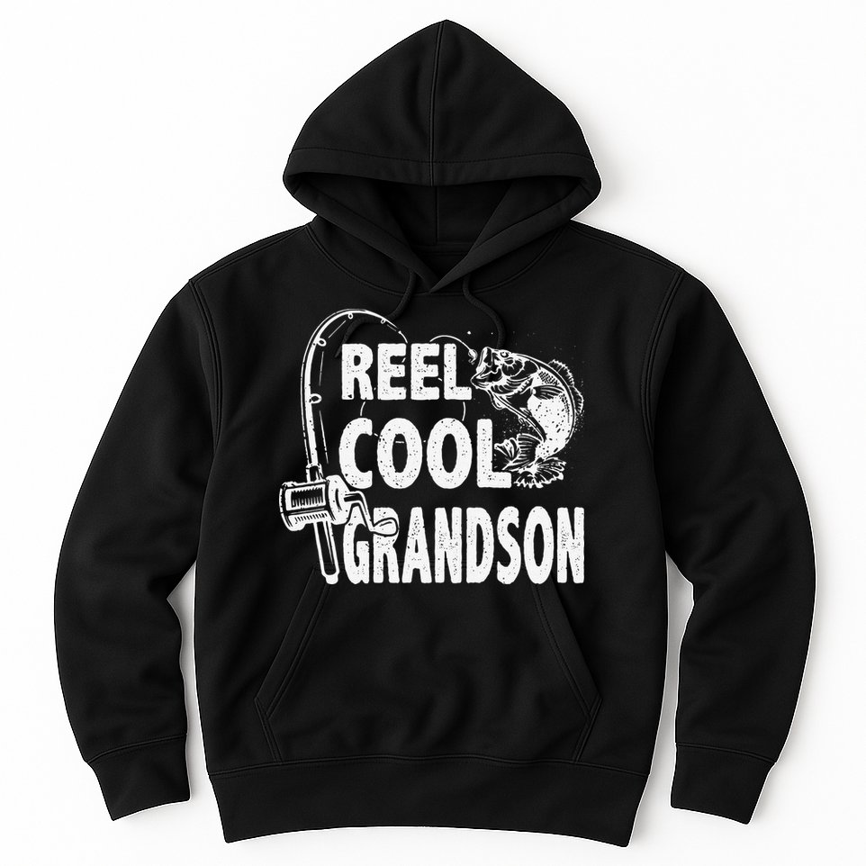 Vintage Reel Cool Grandson Birthday Fishing Hoodie