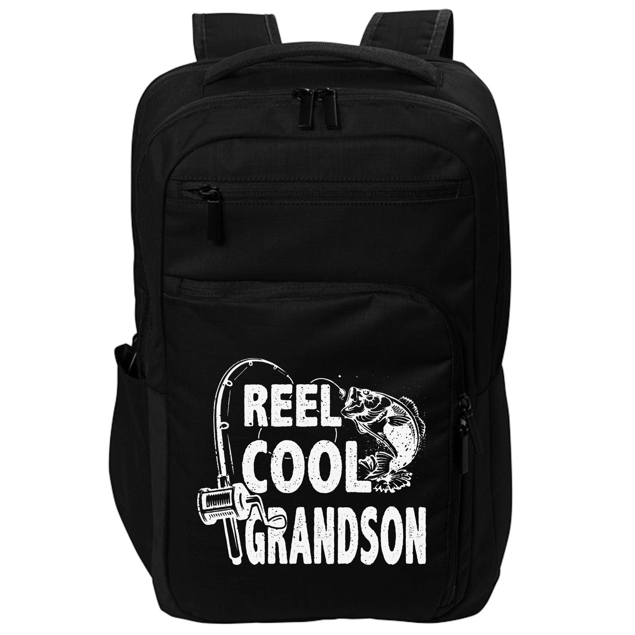 Vintage Reel Cool Grandson Birthday Fishing Impact Tech Backpack