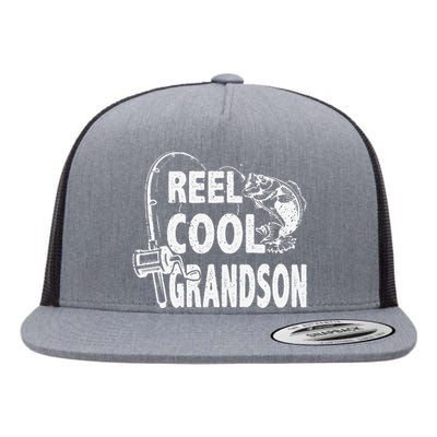 Vintage Reel Cool Grandson Birthday Fishing Flat Bill Trucker Hat