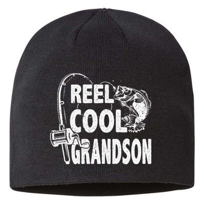 Vintage Reel Cool Grandson Birthday Fishing Sustainable Beanie