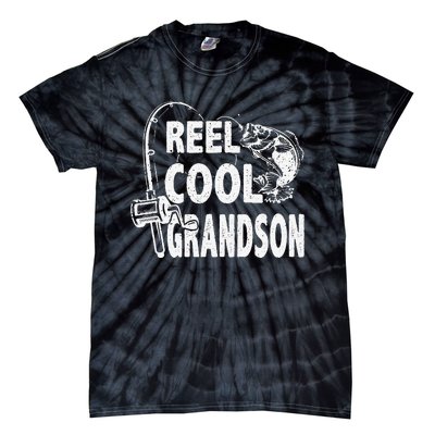 Vintage Reel Cool Grandson Birthday Fishing Tie-Dye T-Shirt