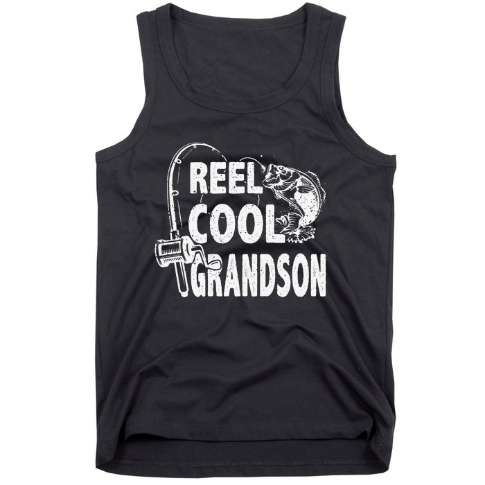 Vintage Reel Cool Grandson Birthday Fishing Tank Top