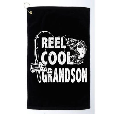 Vintage Reel Cool Grandson Birthday Fishing Golf Towel
