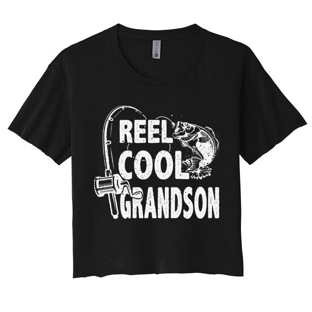 Vintage Reel Cool Grandson Birthday Fishing Crop Top
