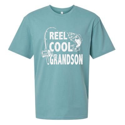 Vintage Reel Cool Grandson Birthday Fishing Sueded Cloud Jersey T-Shirt