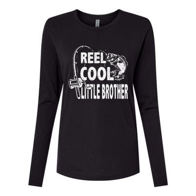 Vintage Reel Cool Little Brother Birthday Fishing Womens Cotton Relaxed Long Sleeve T-Shirt