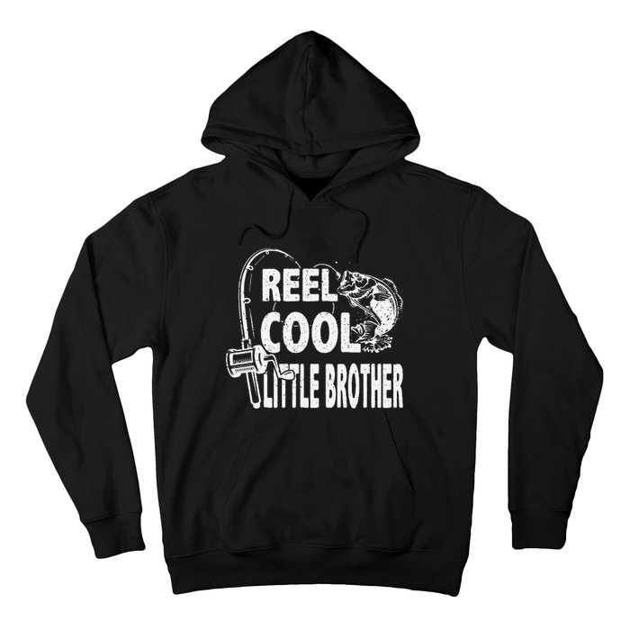 Vintage Reel Cool Little Brother Birthday Fishing Hoodie