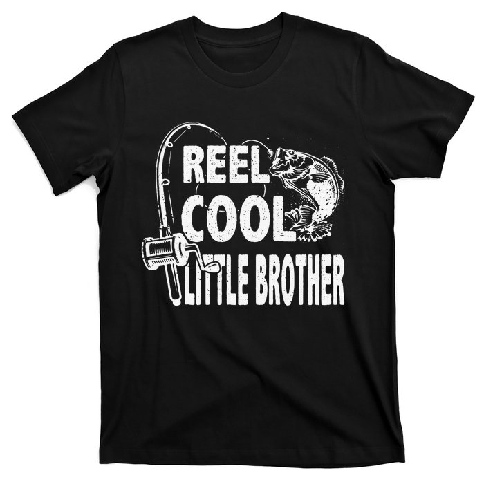 Vintage Reel Cool Little Brother Birthday Fishing T-Shirt