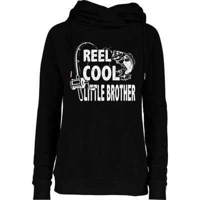 Vintage Reel Cool Little Brother Birthday Fishing Womens Funnel Neck Pullover Hood