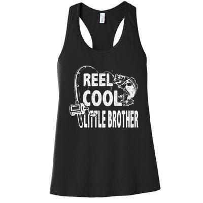 Vintage Reel Cool Little Brother Birthday Fishing Women's Racerback Tank