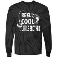 Vintage Reel Cool Little Brother Birthday Fishing Tie-Dye Long Sleeve Shirt