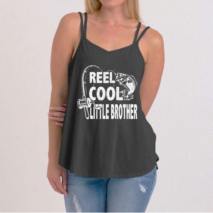 Vintage Reel Cool Little Brother Birthday Fishing Women's Strappy Tank