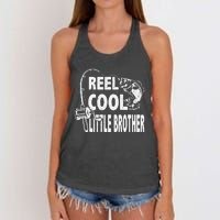 Vintage Reel Cool Little Brother Birthday Fishing Women's Knotted Racerback Tank