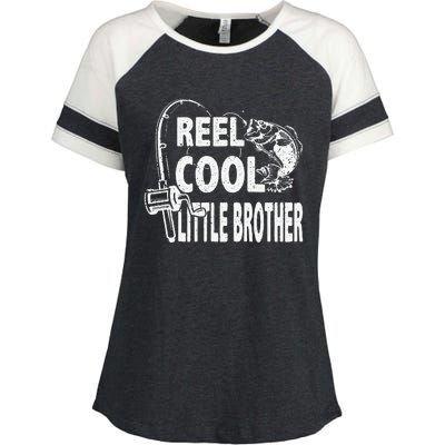 Vintage Reel Cool Little Brother Birthday Fishing Enza Ladies Jersey Colorblock Tee