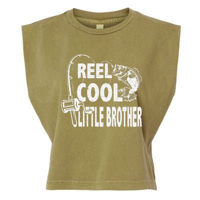 Vintage Reel Cool Little Brother Birthday Fishing Garment-Dyed Women's Muscle Tee