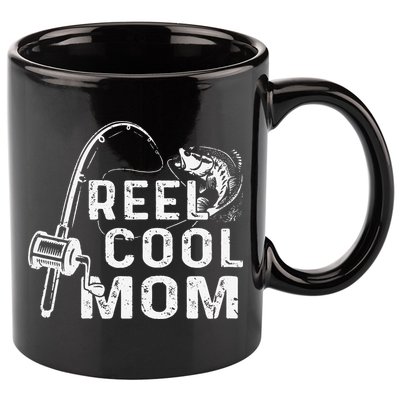 Vintage Reel Cool Mom Fishing Mom Grandma Mothers Day 11oz C Handle Ceramic Mug