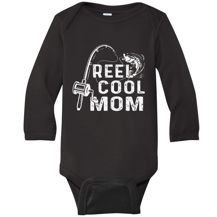 Vintage Reel Cool Mom Fishing Mom Grandma Mothers Day Baby Long Sleeve Bodysuit