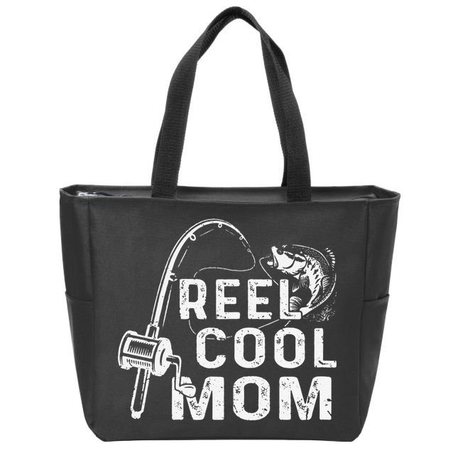 Vintage Reel Cool Mom Fishing Mom Grandma Mothers Day Zip Tote Bag