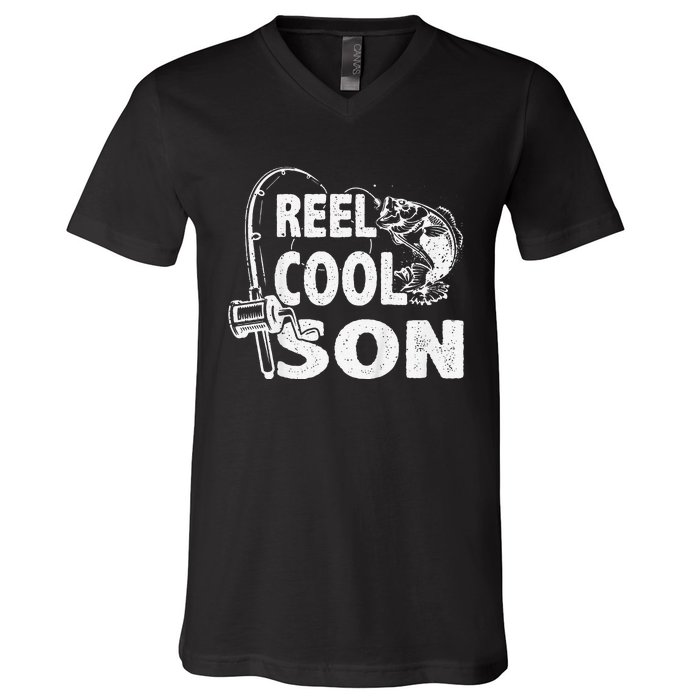 Vintage Reel Cool Son Birthday Fishing Gifts V-Neck T-Shirt