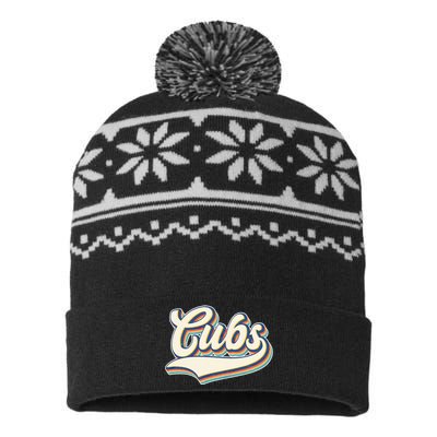 Vintage Retro Cubs Sports Logo USA-Made Snowflake Beanie