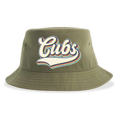 Vintage Retro Cubs Sports Logo Sustainable Bucket Hat