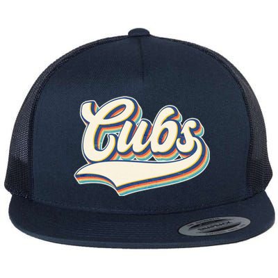 Vintage Retro Cubs Sports Logo Flat Bill Trucker Hat