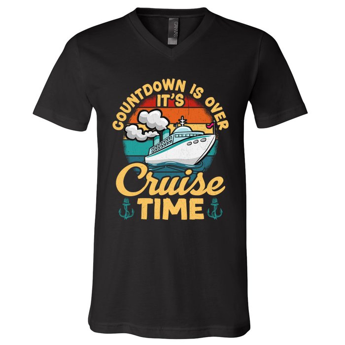 Vintage Retro Countdown Is Over ItS Cruise Time Cruising V-Neck T-Shirt