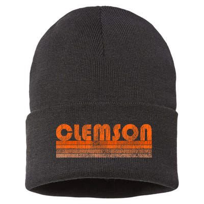 Vintage Retro Clemson Sc Souvenir Sustainable Knit Beanie