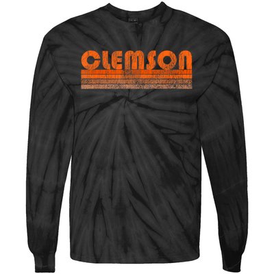 Vintage Retro Clemson Sc Souvenir Tie-Dye Long Sleeve Shirt