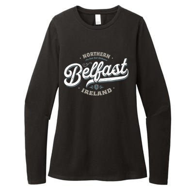 Vintage Retro City Travel Capital Belfast Northern Ireland Womens CVC Long Sleeve Shirt