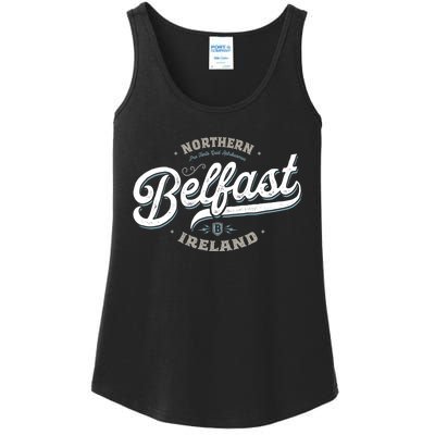 Vintage Retro City Travel Capital Belfast Northern Ireland Ladies Essential Tank