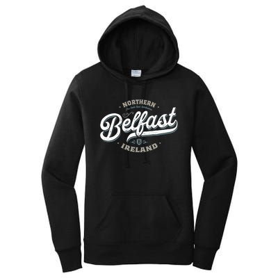 Vintage Retro City Travel Capital Belfast Northern Ireland Women's Pullover Hoodie