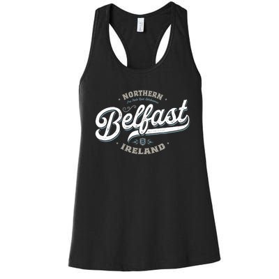 Vintage Retro City Travel Capital Belfast Northern Ireland Women's Racerback Tank